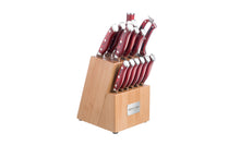 Load image into Gallery viewer, Crimson 16 Piece Bamboo Knife Block Set Forged
